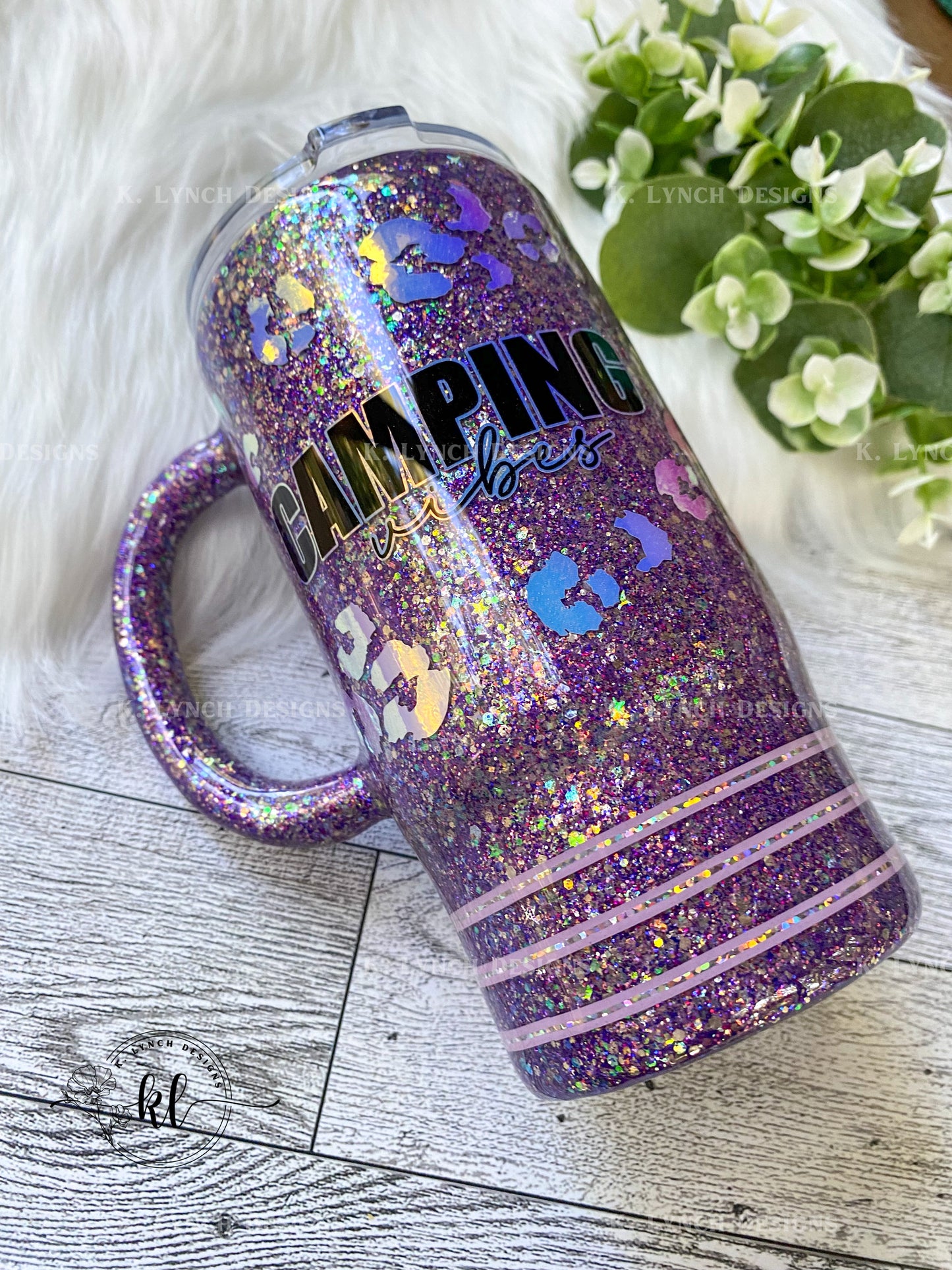 16 oz. Purple "Camping Vibes" Travel Mug