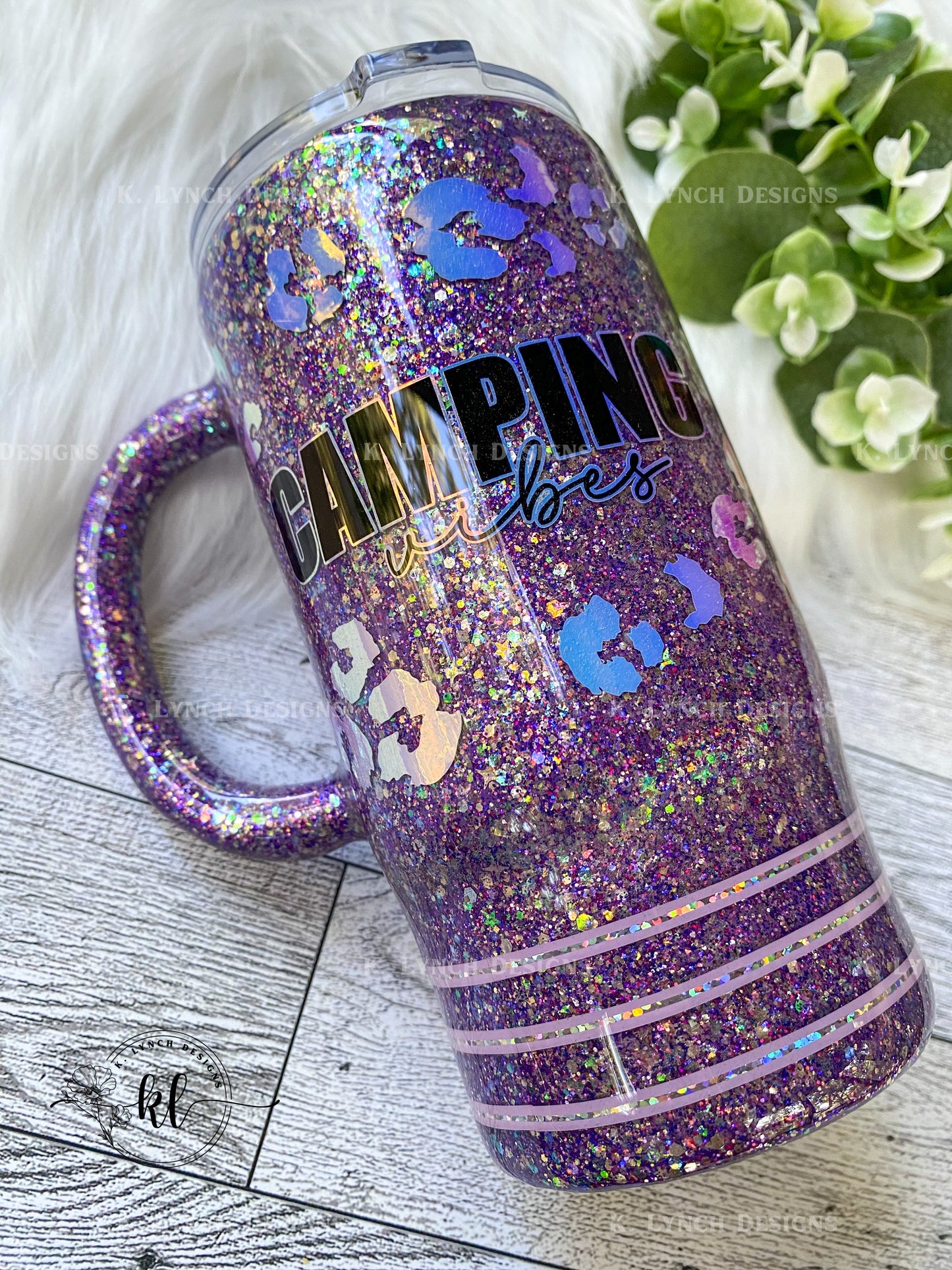 16 oz. Purple "Camping Vibes" Travel Mug