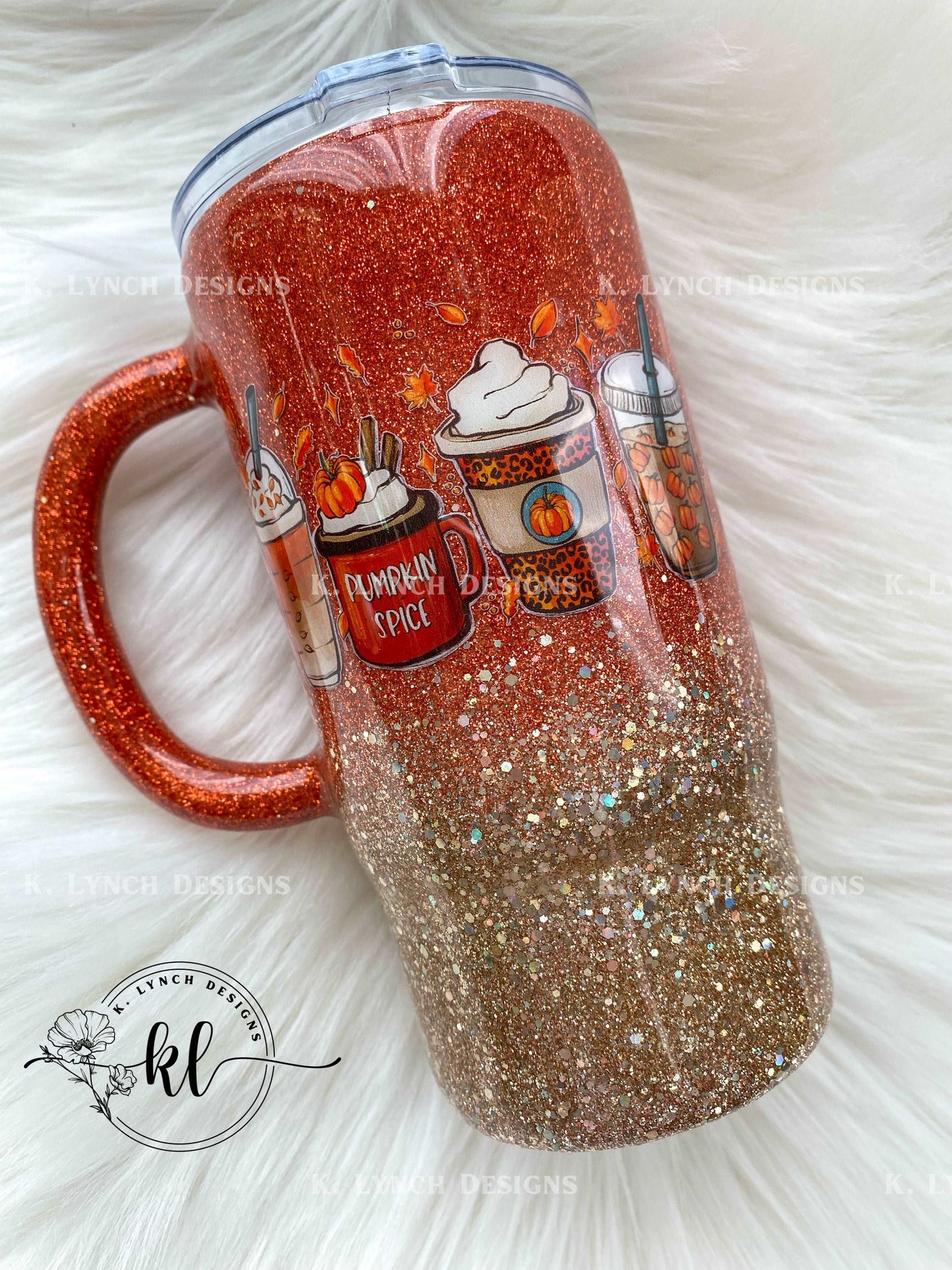 16 oz. Pumpkin Spice Glitter Travel Mug