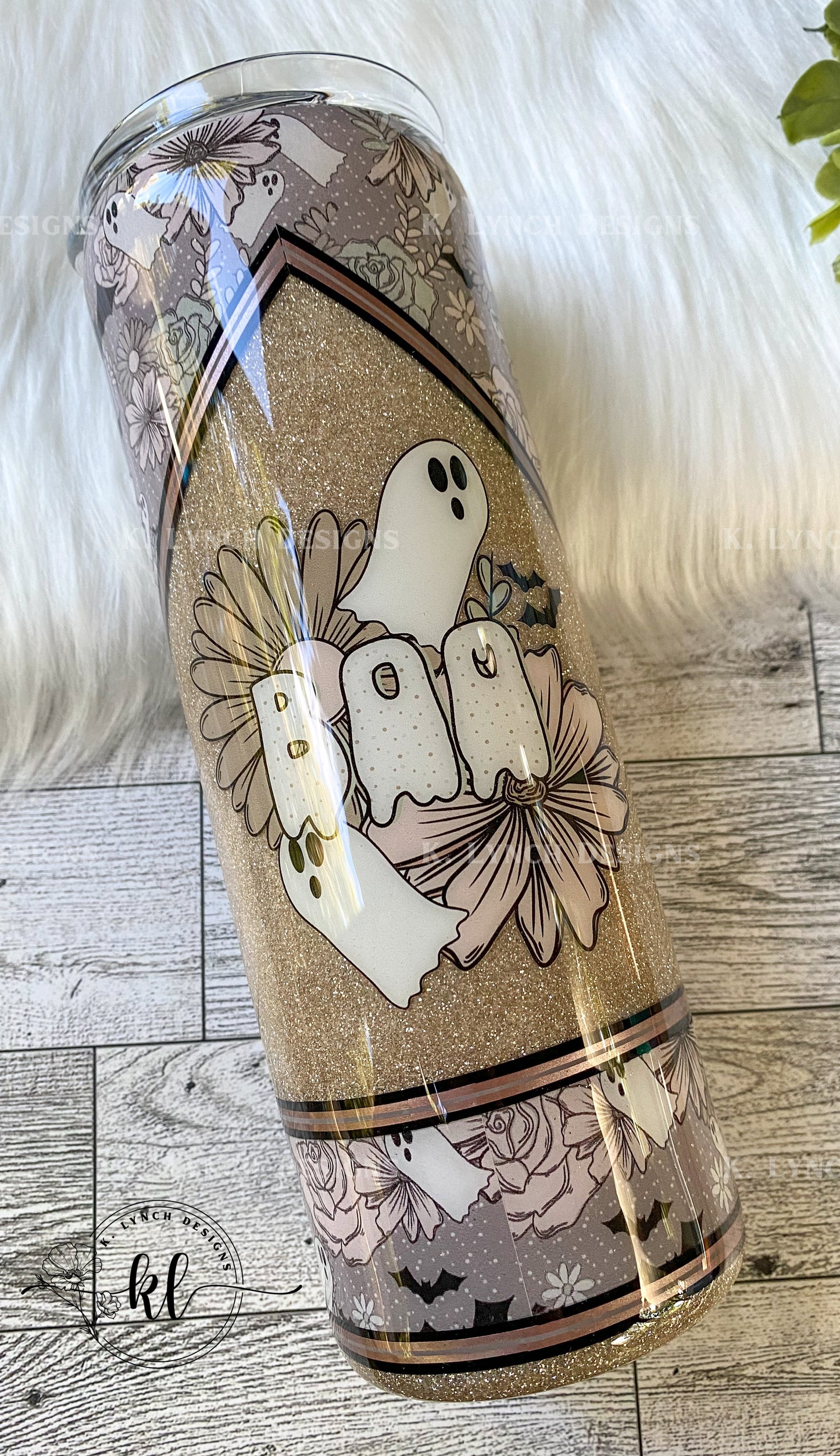 20 oz. "Boo" Cute Ghost Glitter Tumbler