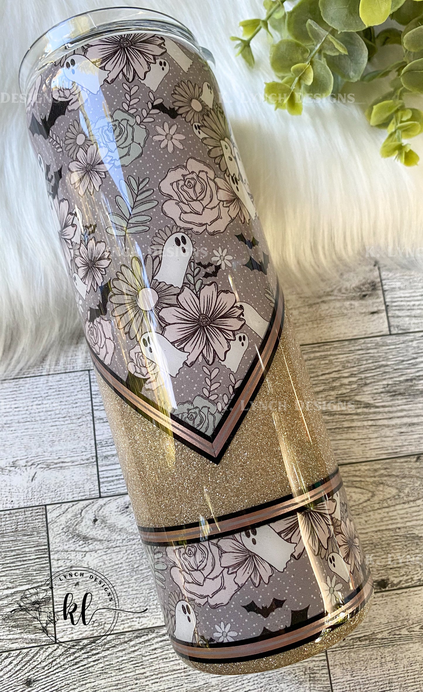 20 oz. "Boo" Cute Ghost Glitter Tumbler