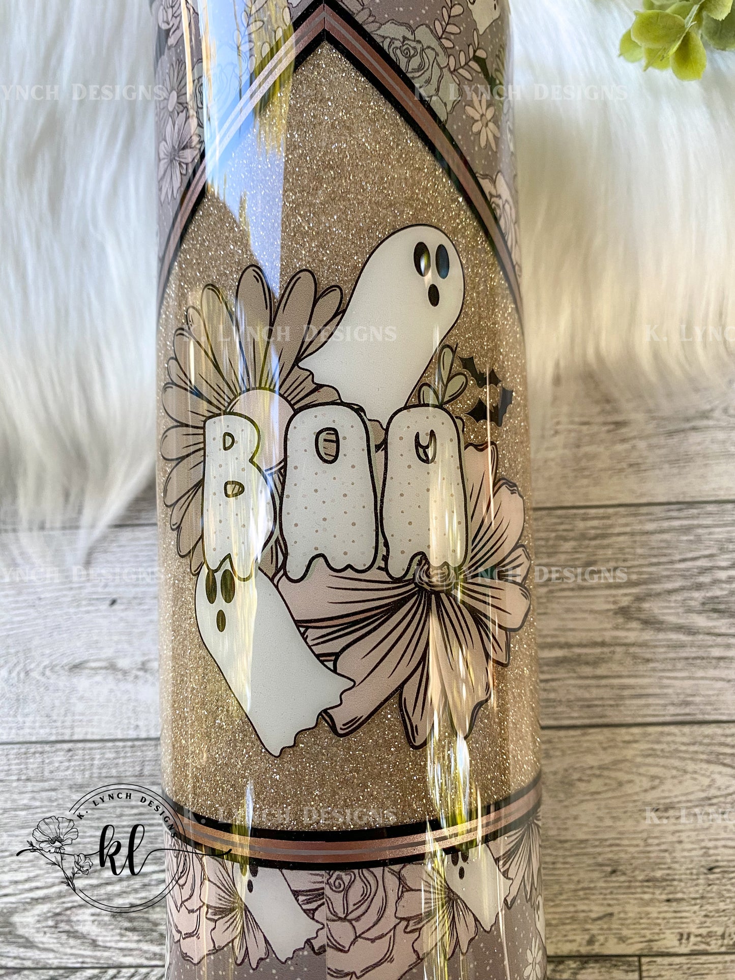 20 oz. "Boo" Cute Ghost Glitter Tumbler