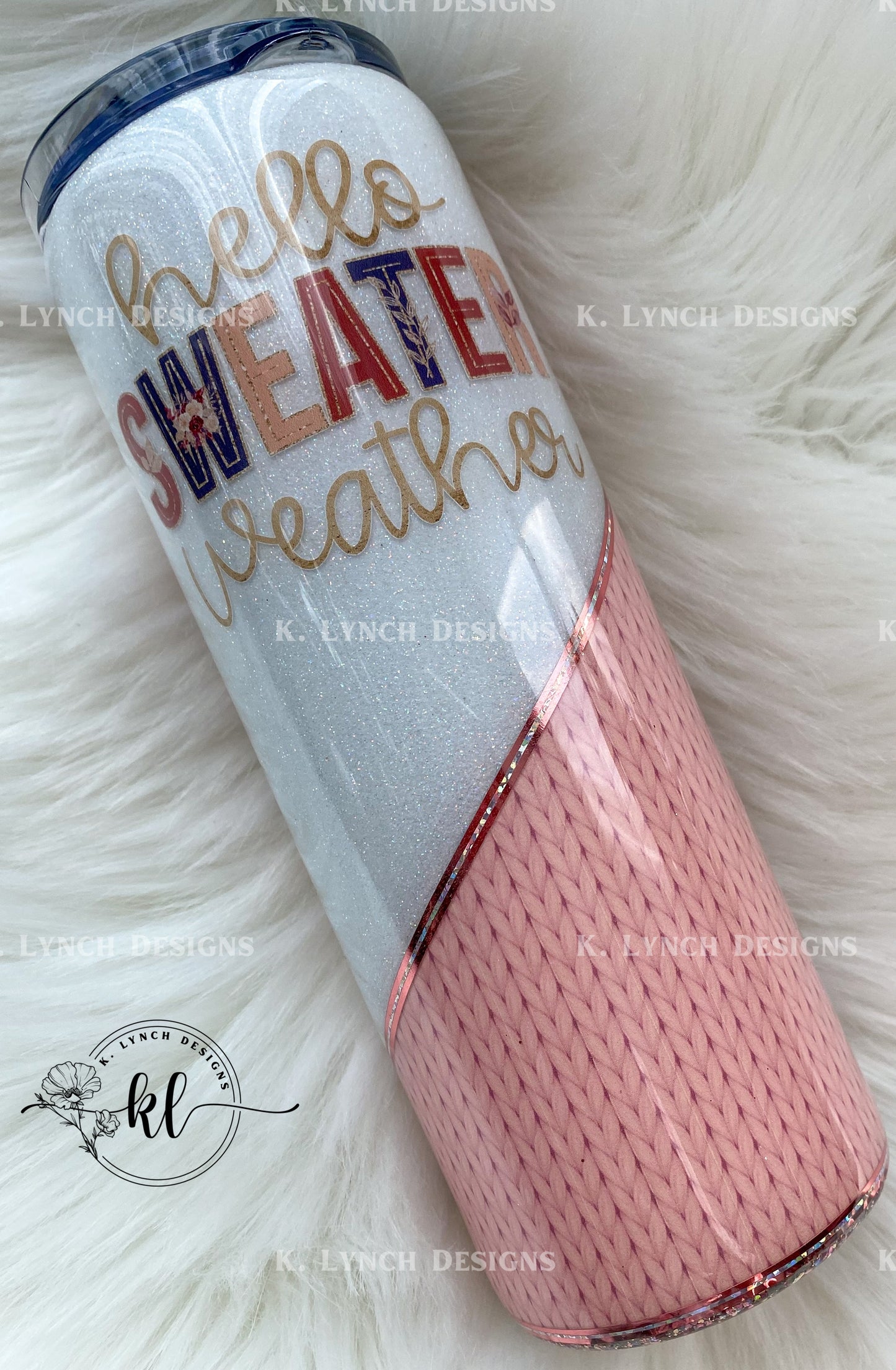 20 oz. "Hello Sweater Weather" Glitter Tumbler