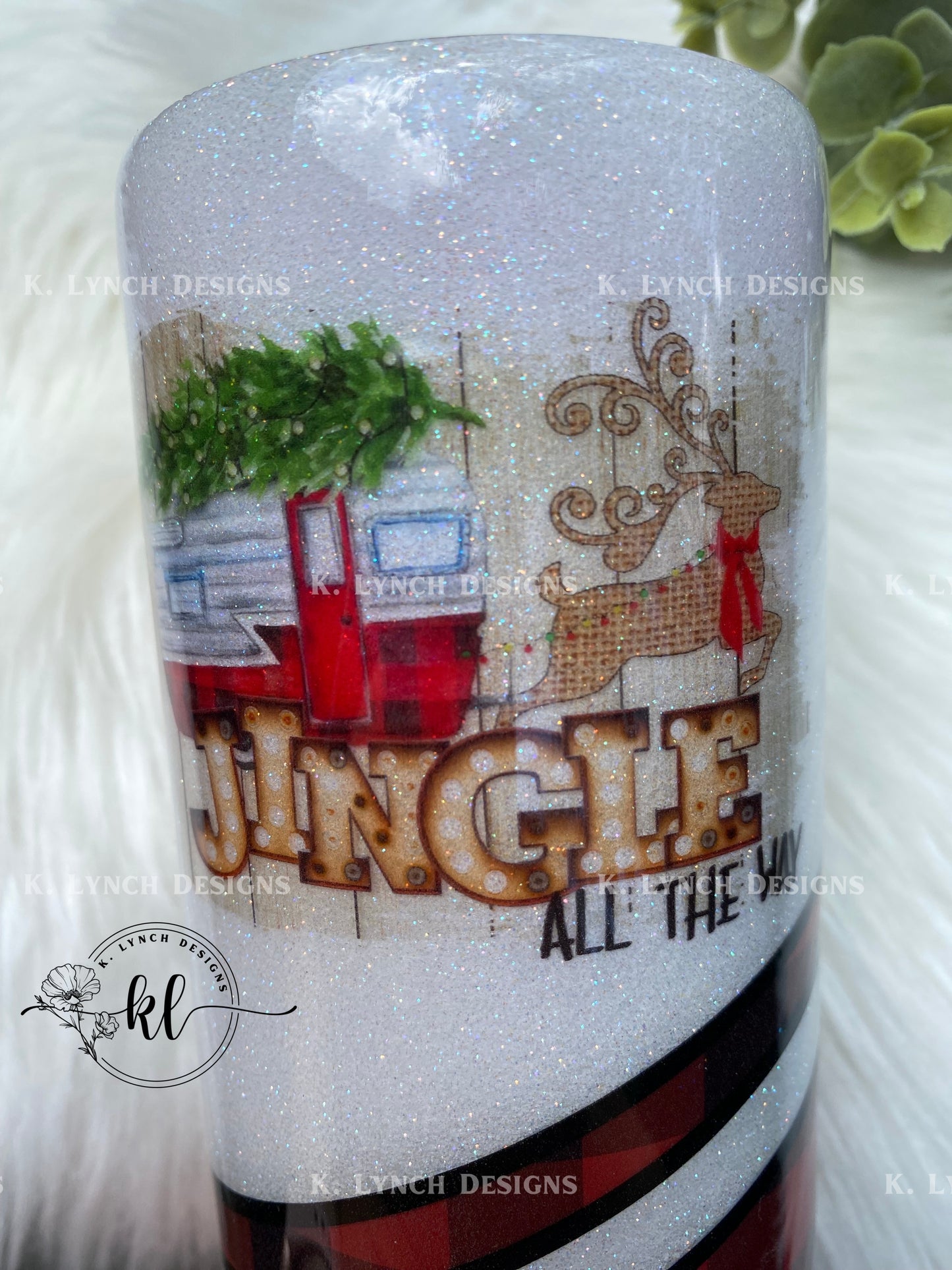 20 oz. "Jingle All The Way" Buffalo Plaid Glitter Tumbler