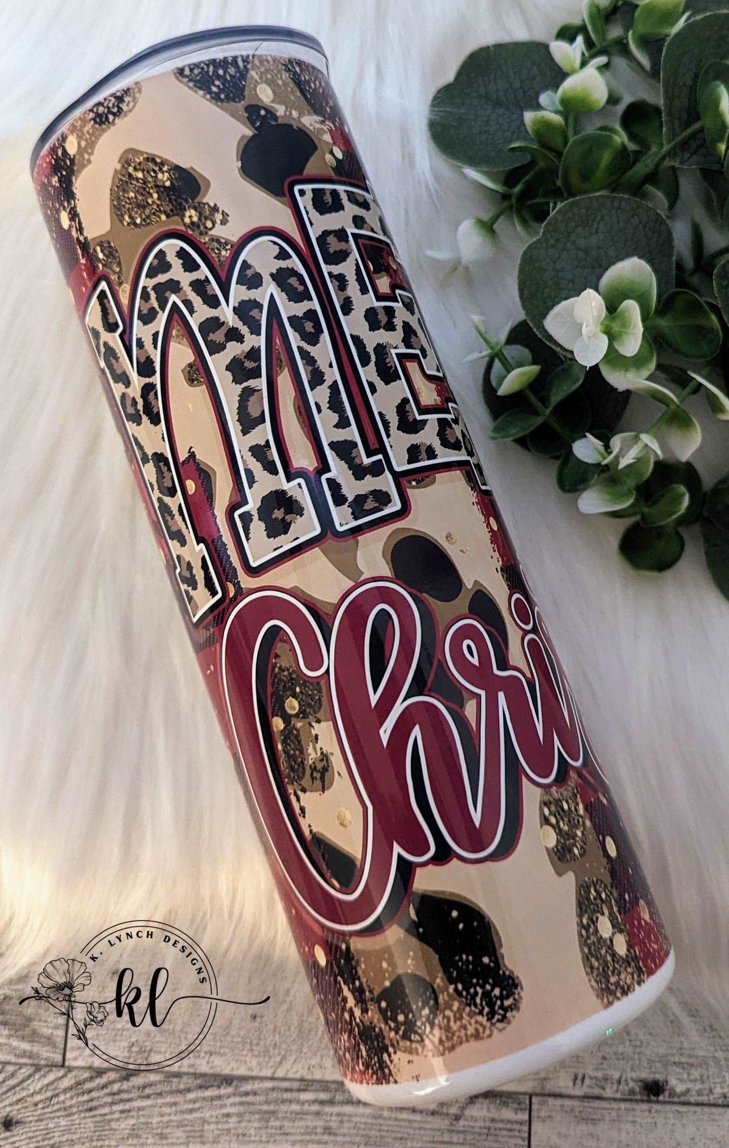 20 oz. Merry Christmas Tumbler with Plaid and Leopard Print