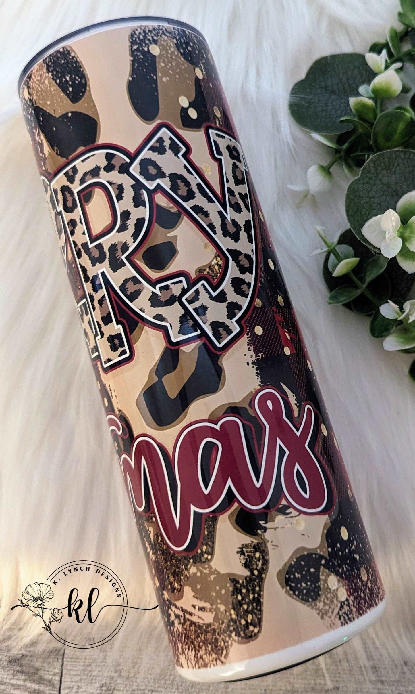 20 oz. Merry Christmas Tumbler with Plaid and Leopard Print