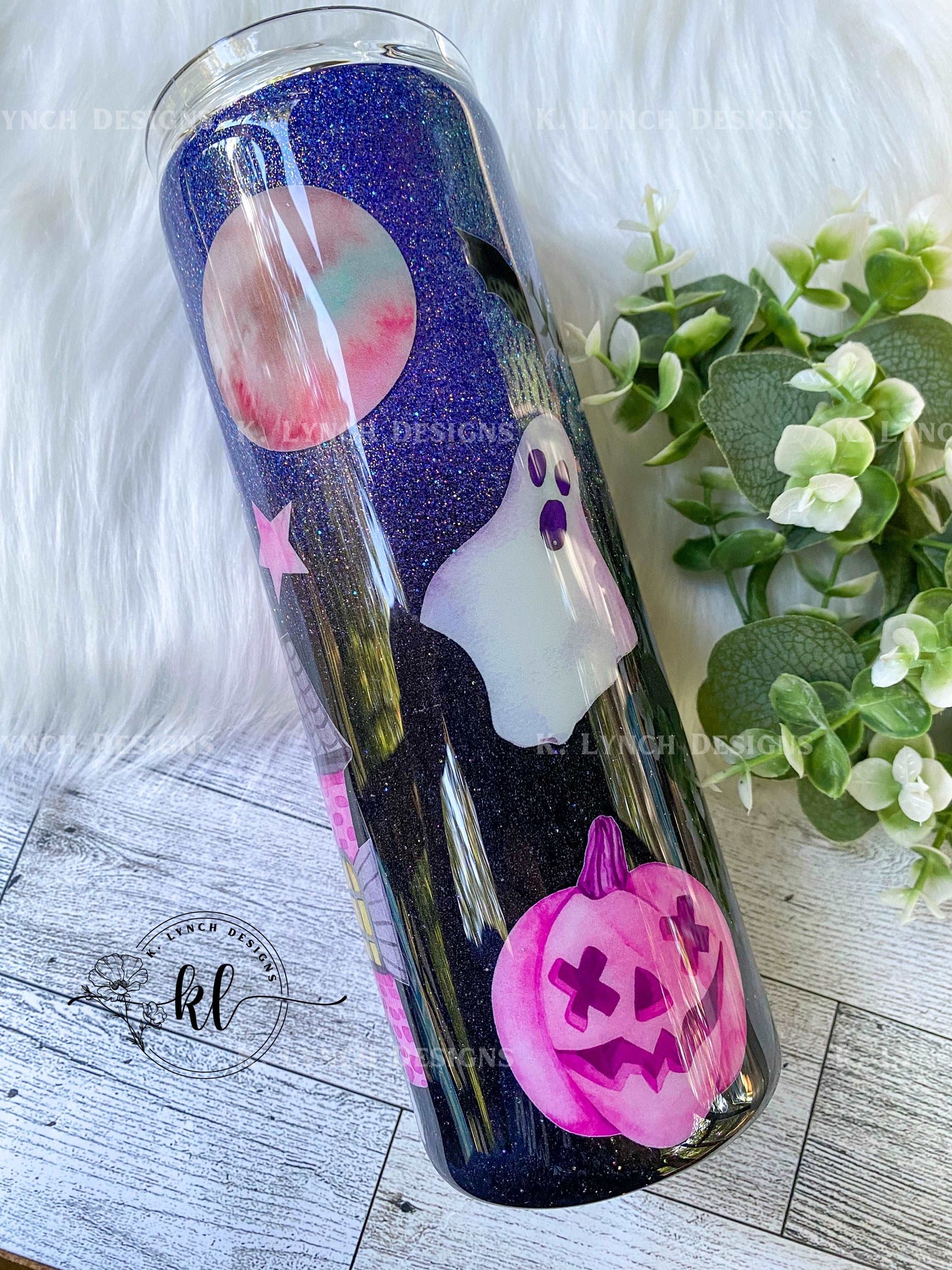 20 oz. Pink/Purple Halloween Themed Tumbler