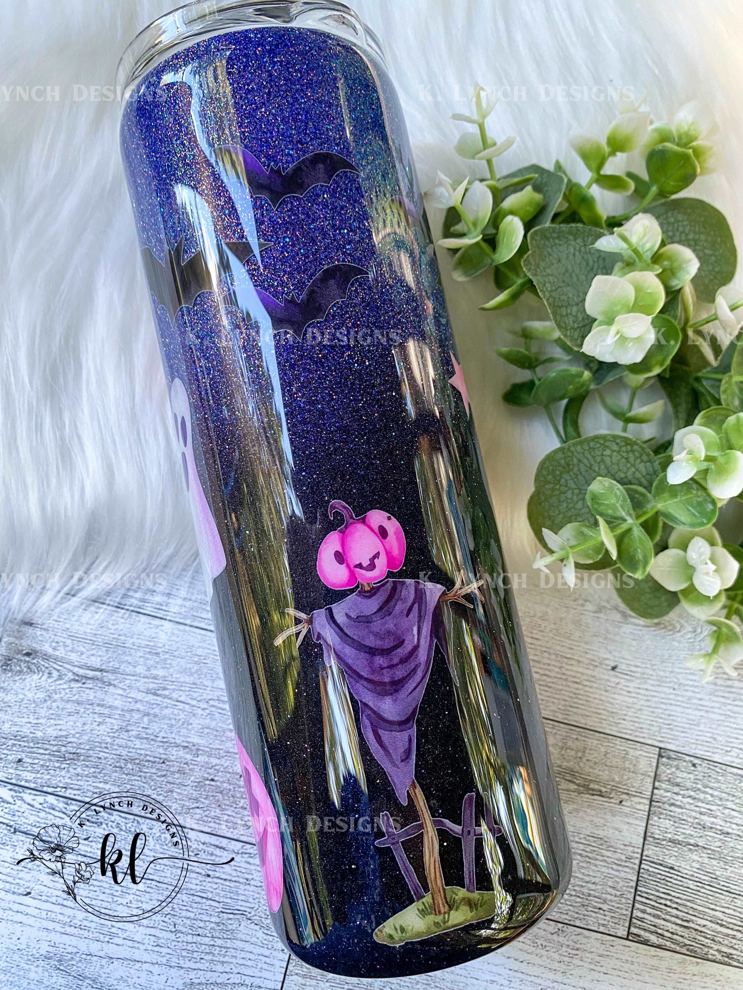 20 oz. Pink/Purple Halloween Themed Tumbler