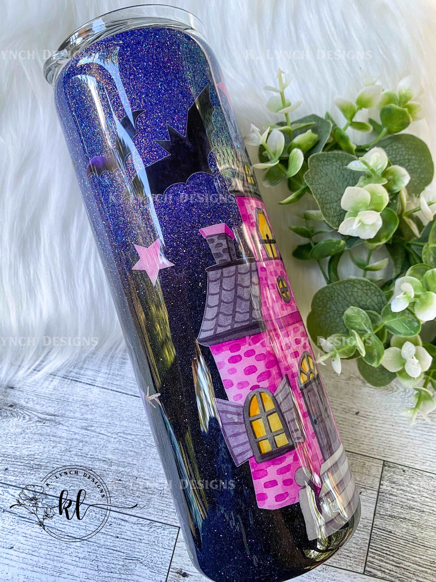 20 oz. Pink/Purple Halloween Themed Tumbler