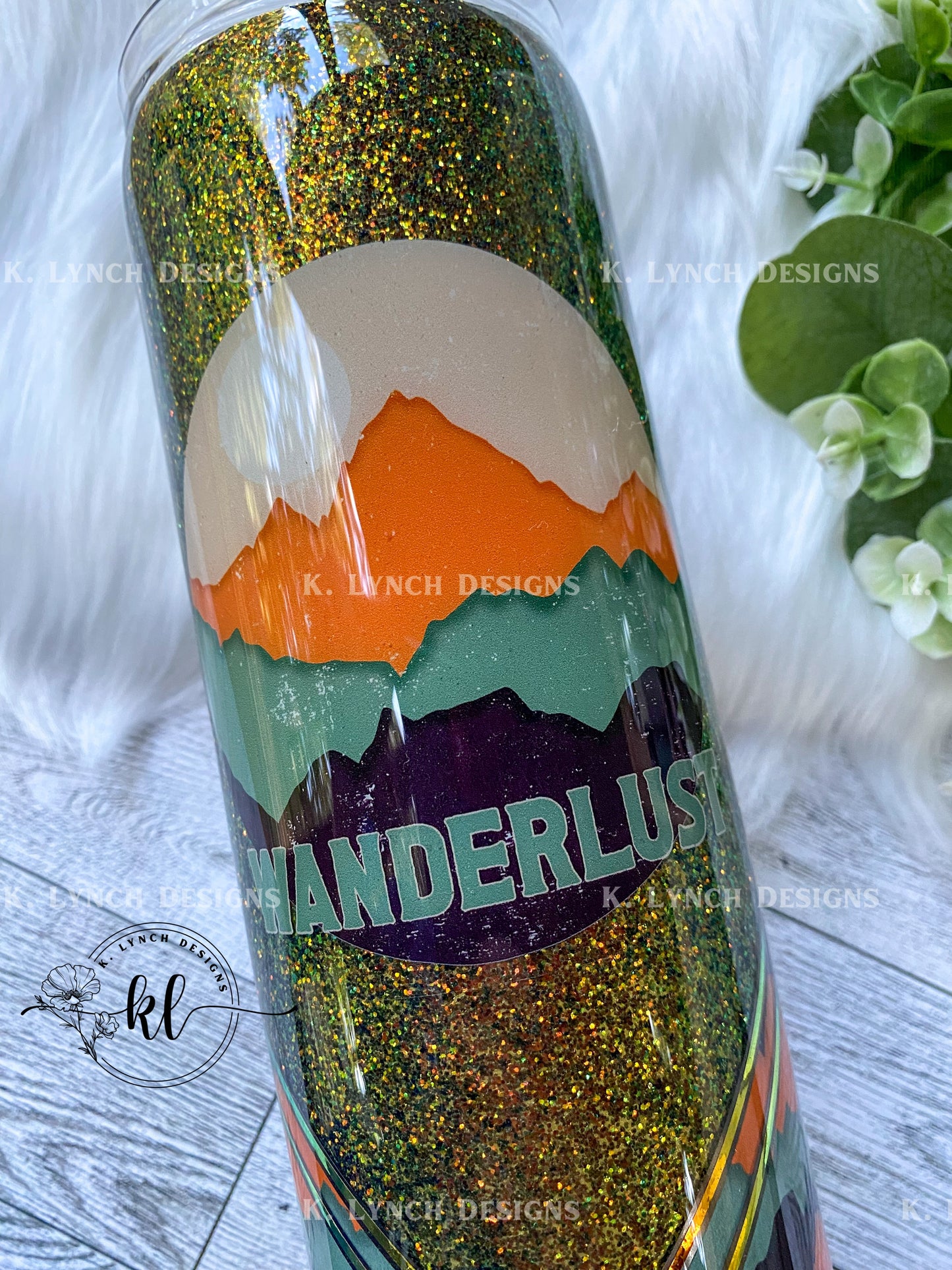 20 oz. "Wanderlust" Glitter Tumbler