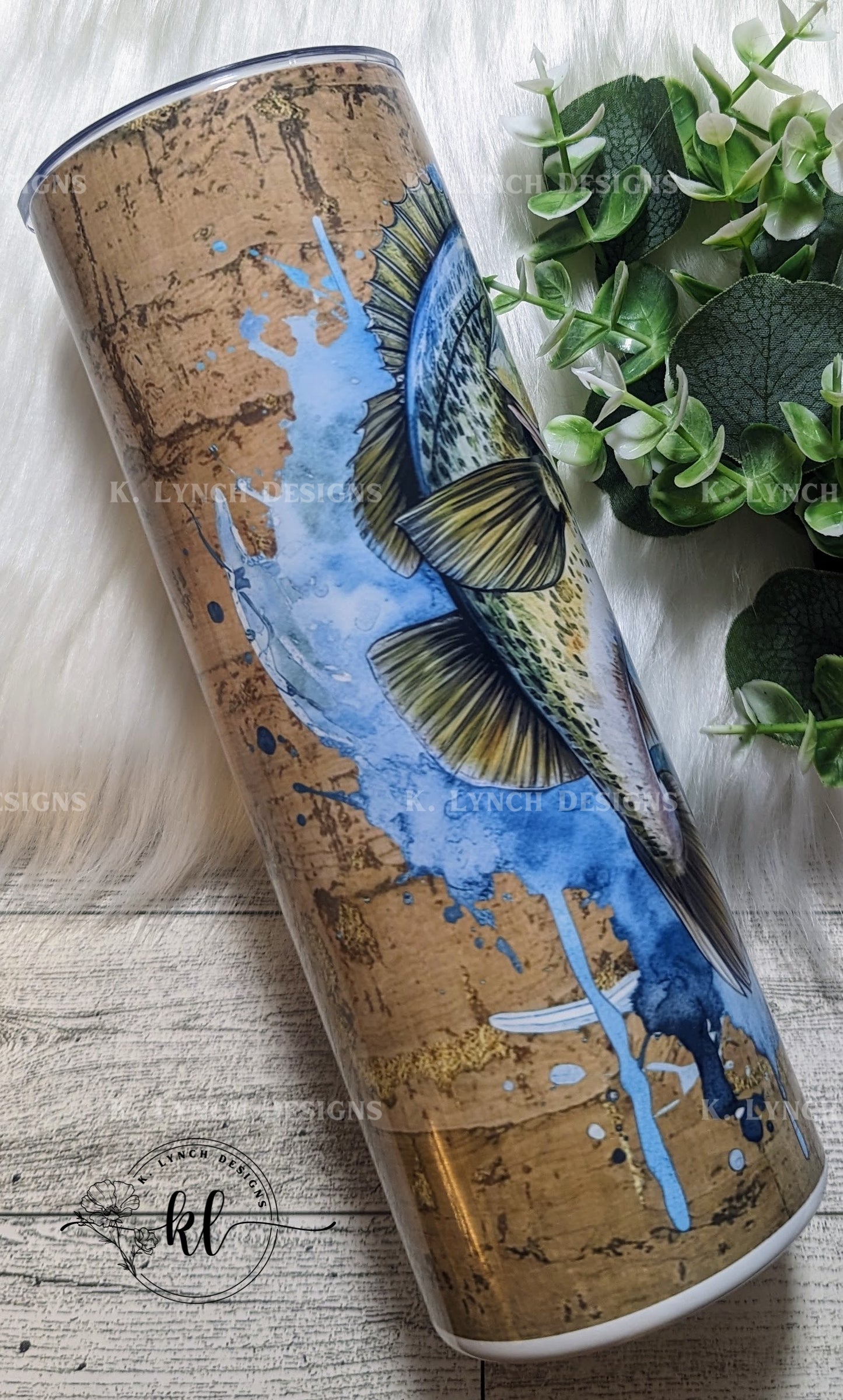 20 oz. Fish on a Lake w/Cork Background Tumbler