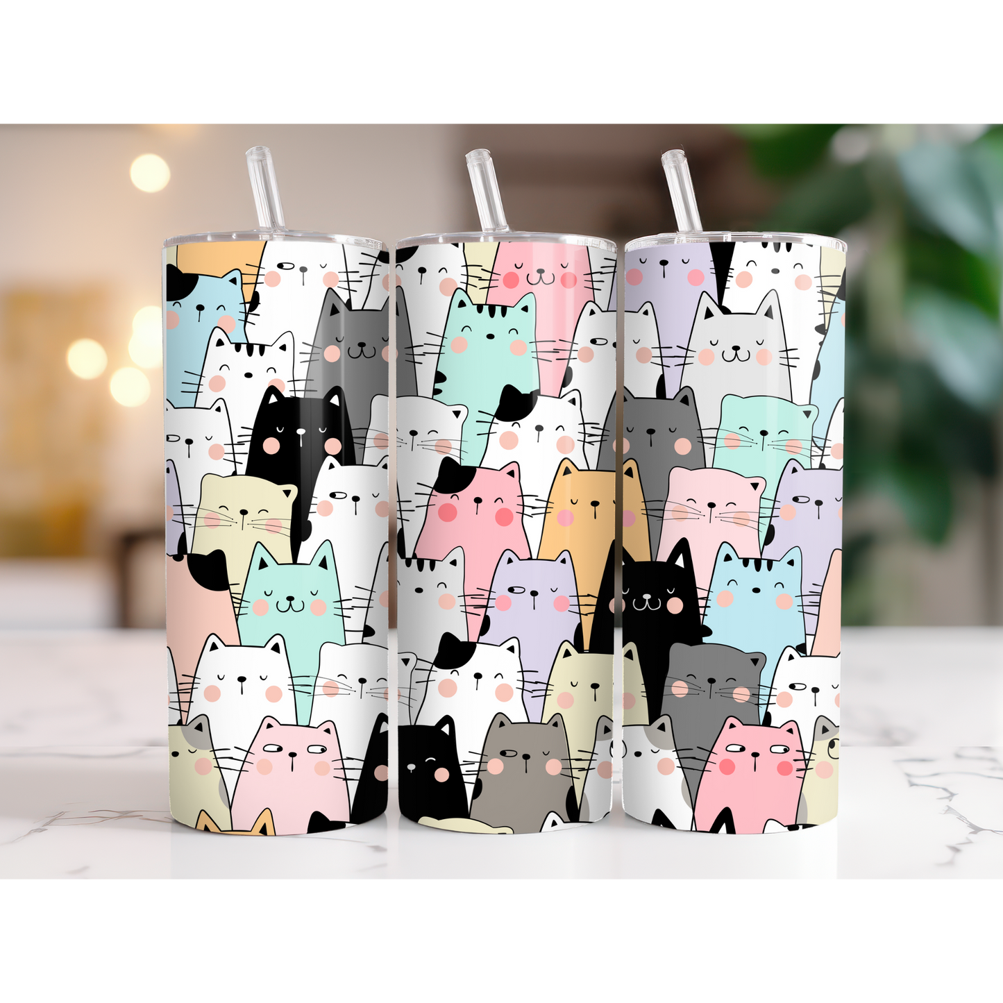 20 oz. Multicolor Cute Cats Tumbler
