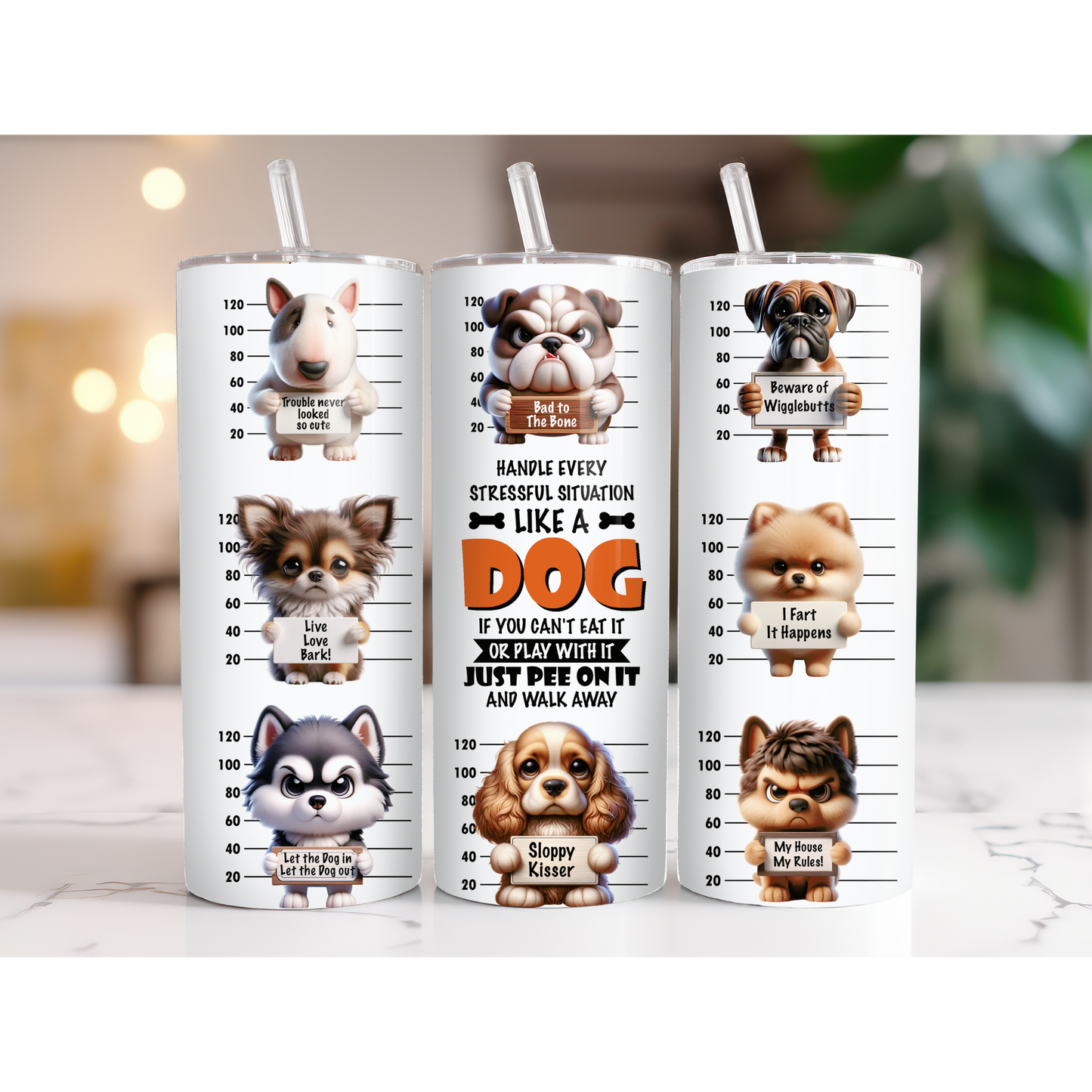 20 oz. Funny Dogs w/Sayings Tumbler
