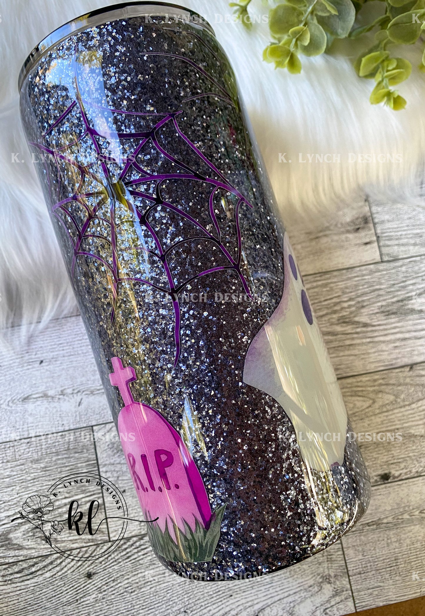 22 oz. Fatty (thick tumbler) - Cute Pink Skeleton, Ghost, Spooky "BOO" Tumbler