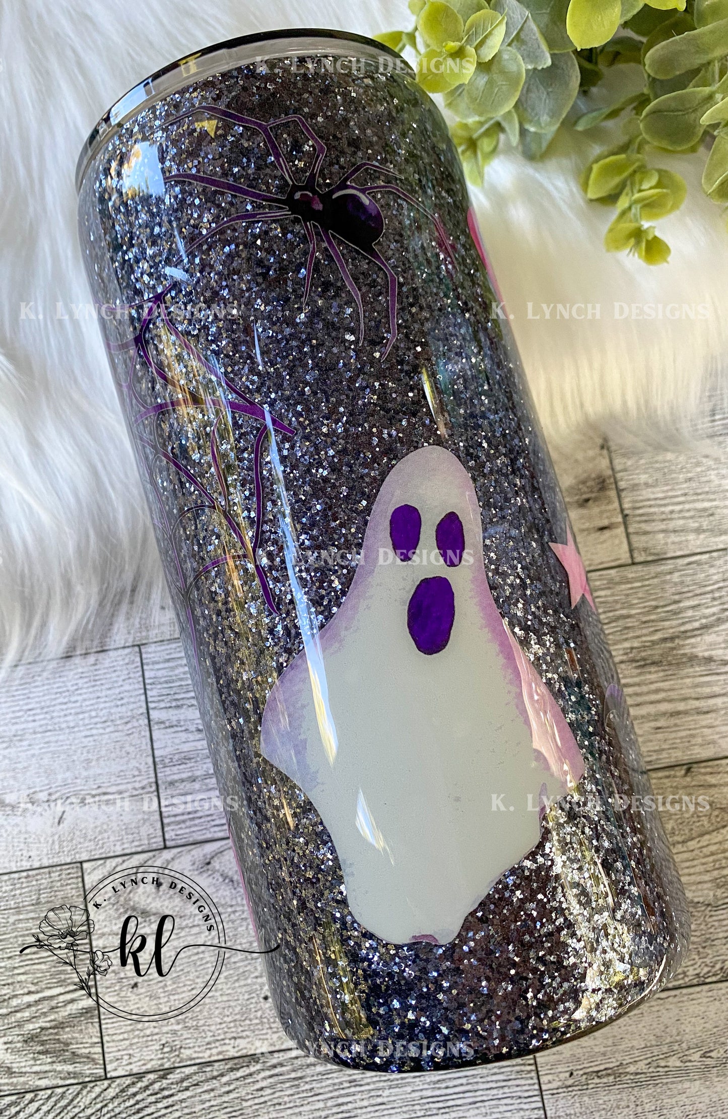 22 oz. Fatty (thick tumbler) - Cute Pink Skeleton, Ghost, Spooky "BOO" Tumbler