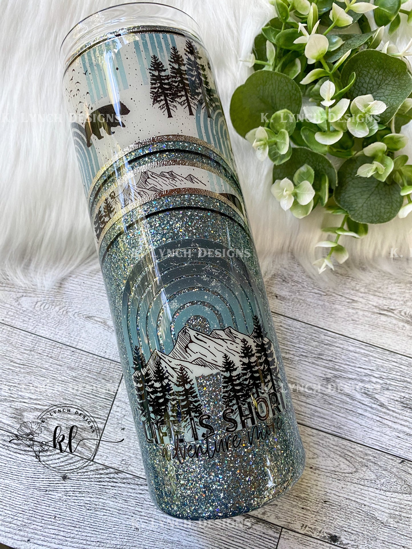 30 oz. "Life is Short Adventure More" Glitter Tumbler