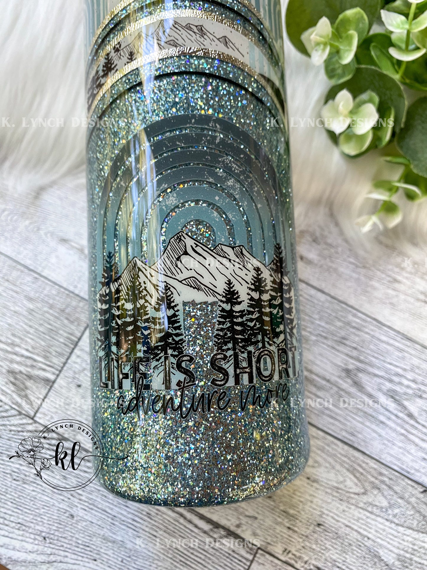 30 oz. "Life is Short Adventure More" Glitter Tumbler