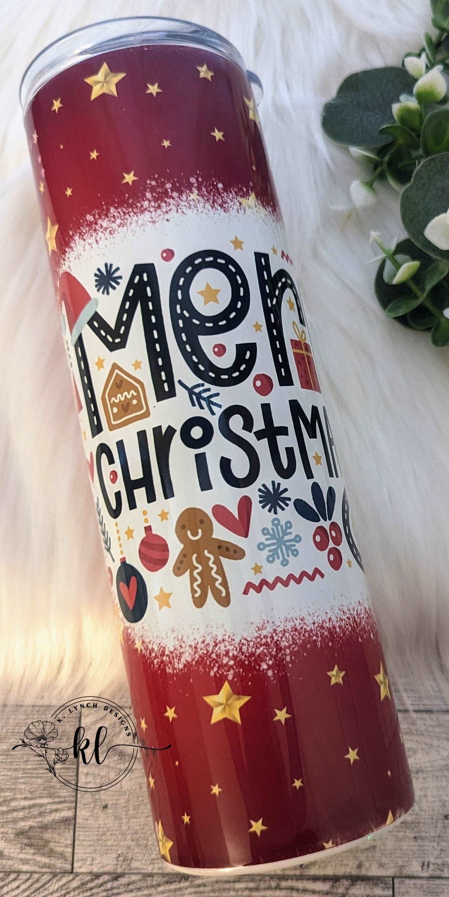 30 oz. Red Merry Christmas w/Gold Stars