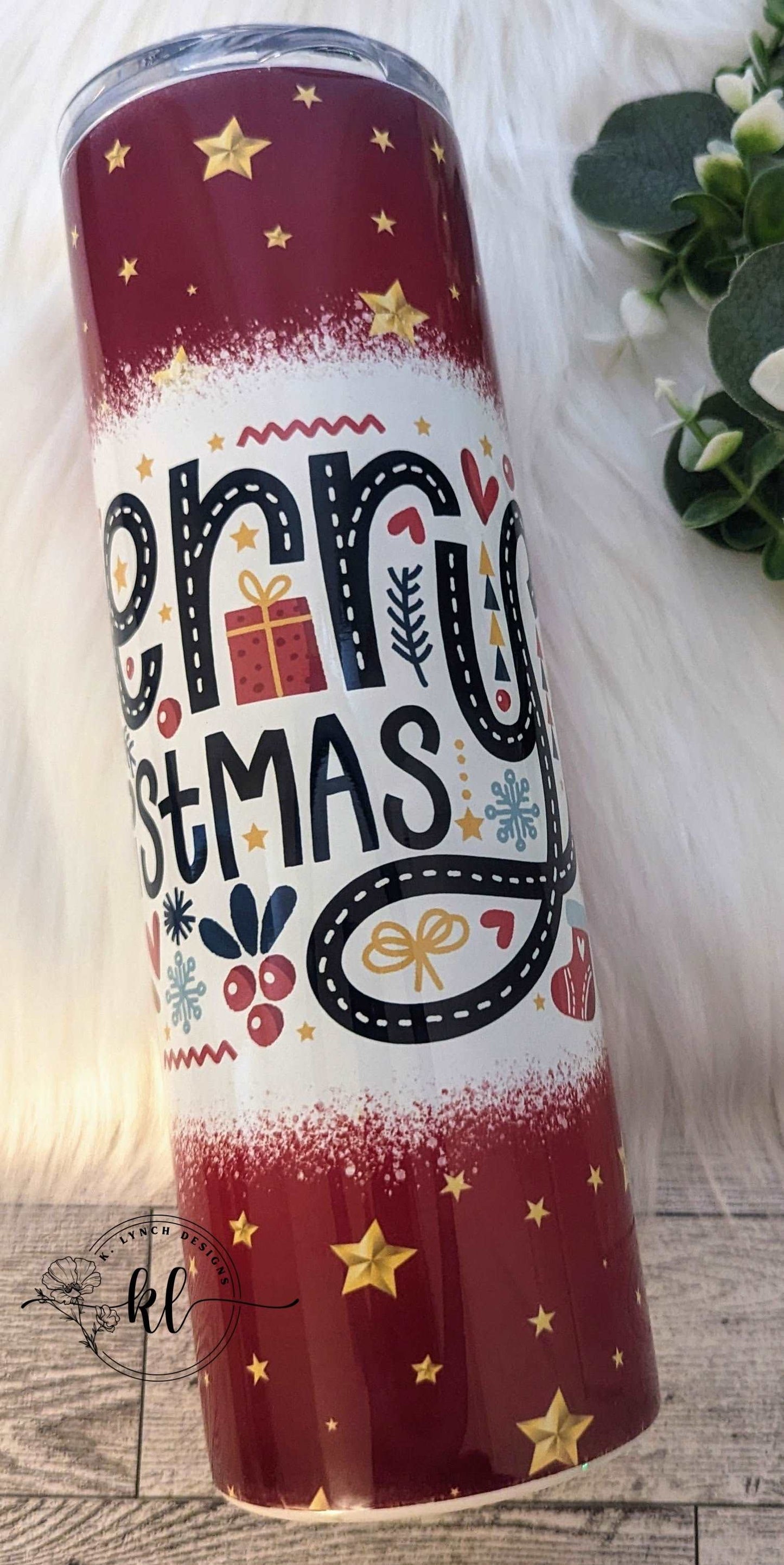 30 oz. Red Merry Christmas w/Gold Stars
