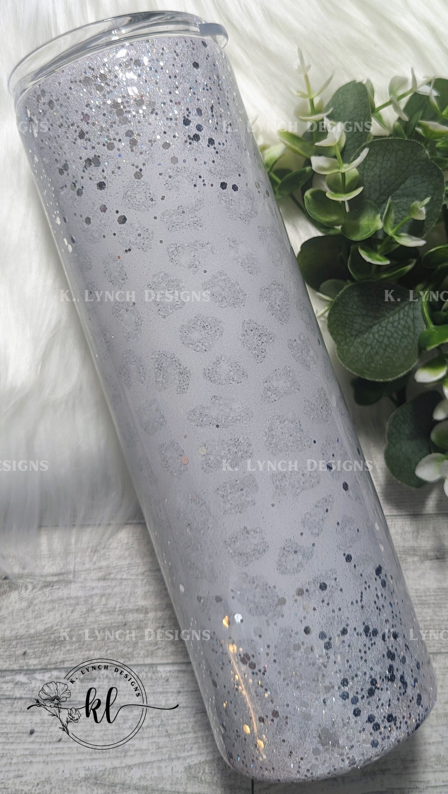 30 oz "MAMA" White Chunky Glitter Leopard Print Tumbler