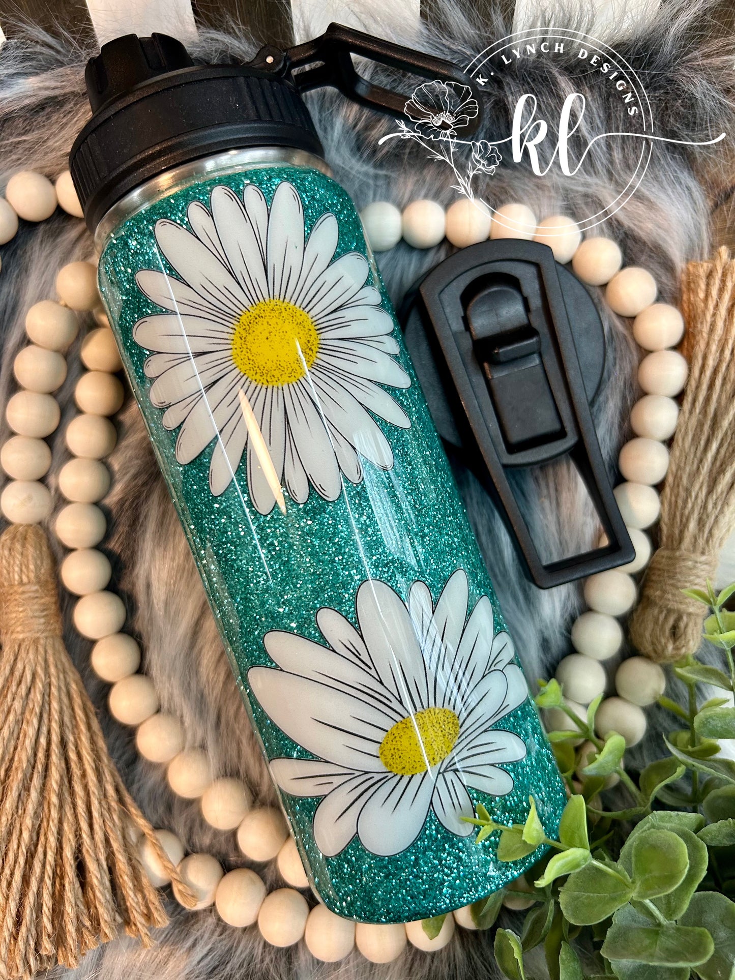 20 oz. “Live Simply, Bloom Wildly” Glitter Tumbler - Sport Bottle