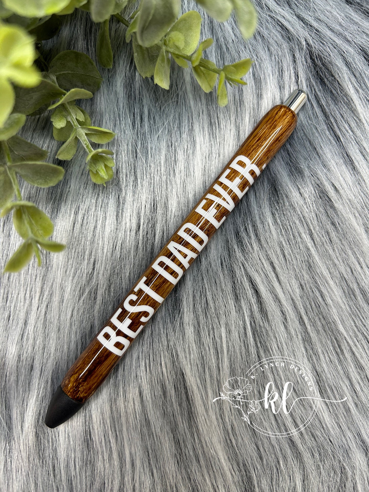 "Best Dad Ever." Woodgrain Style Pen
