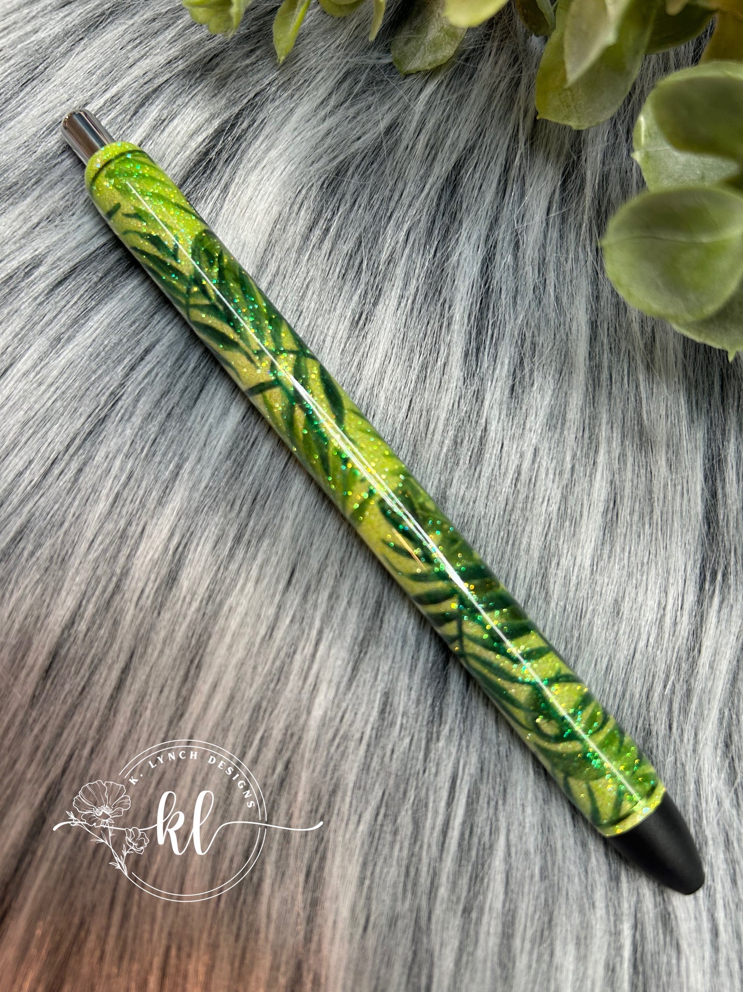 Green Tropical "Mama" Glitter Pen