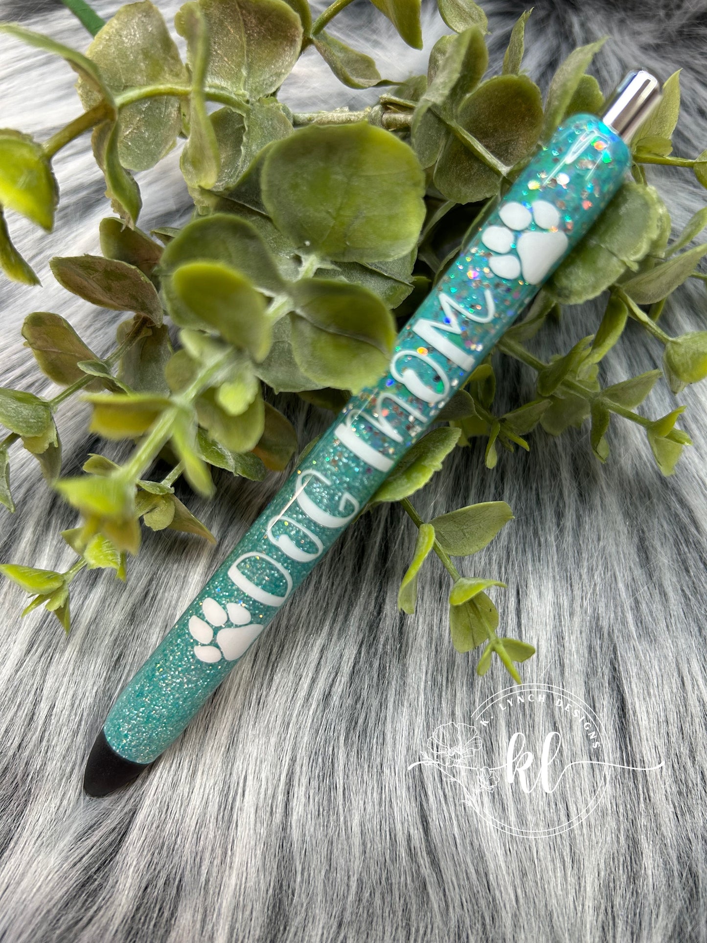 Teal Glitter "Dog Mom" Pen