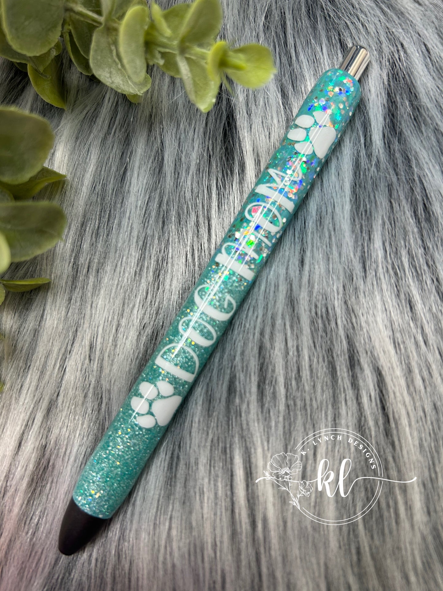 Teal Glitter "Dog Mom" Pen