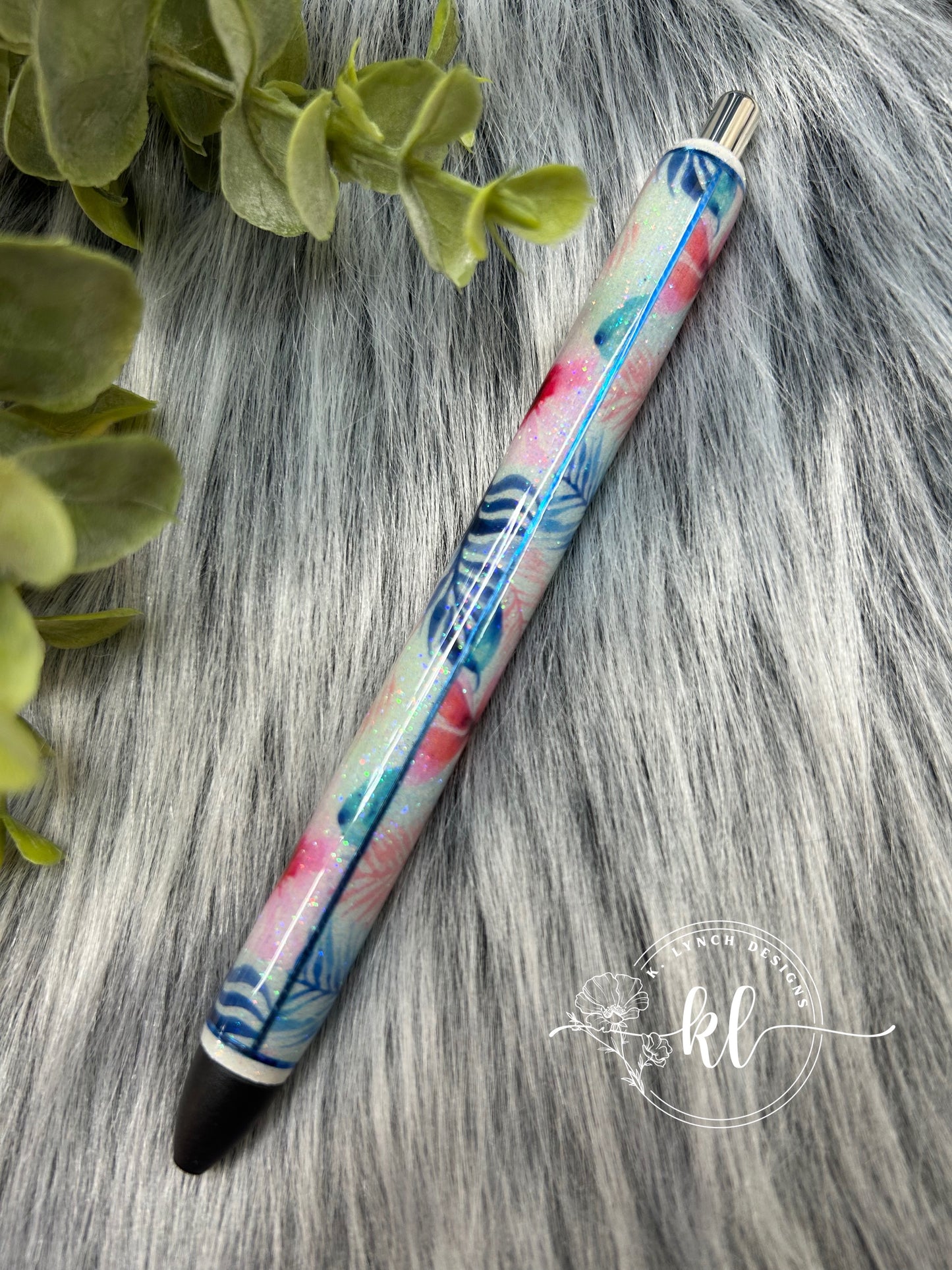 Tropical Hibiscus Glitter Pen