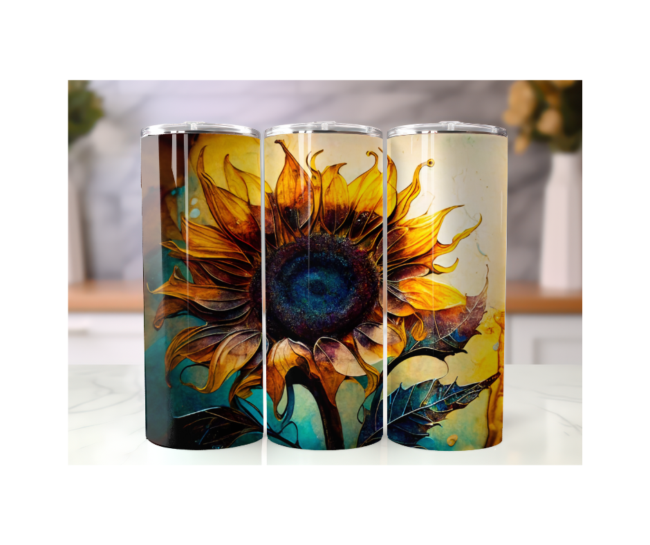 20 oz. Watercolor Sunflower Tumbler