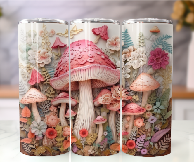 20 oz. Pastel Mushroom 3D Design Tumbler