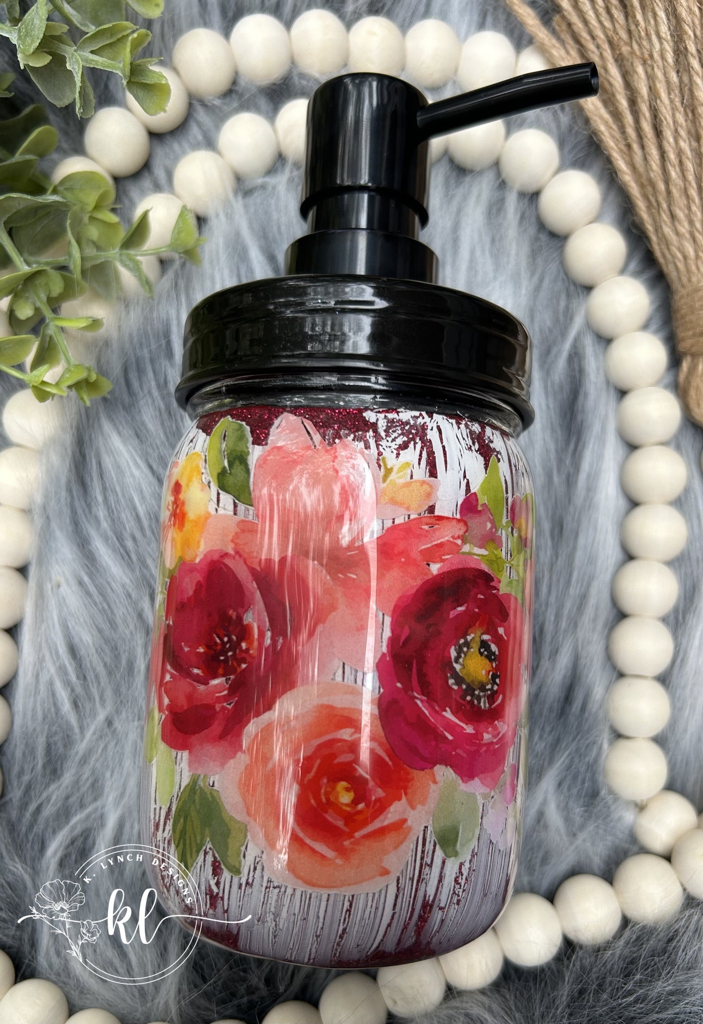 Pink Floral Crackle Dispenser