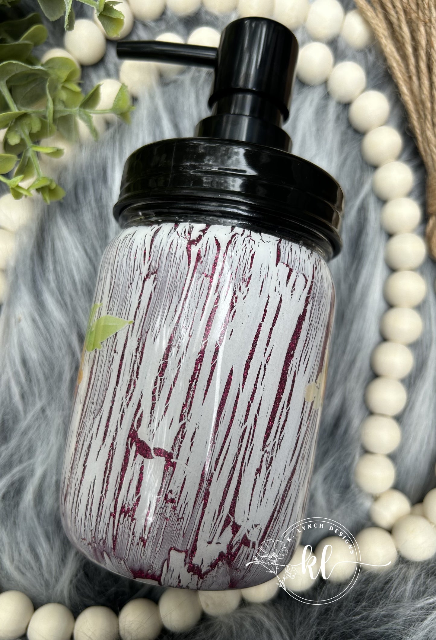 Pink Floral Crackle Dispenser