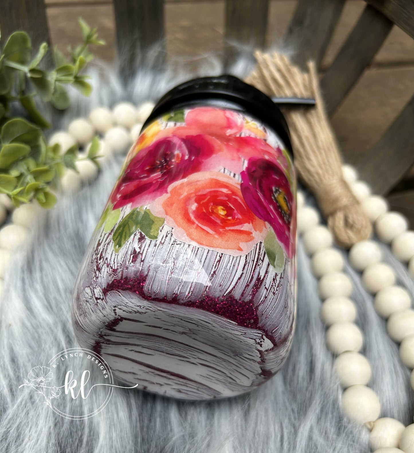 Pink Floral Crackle Dispenser