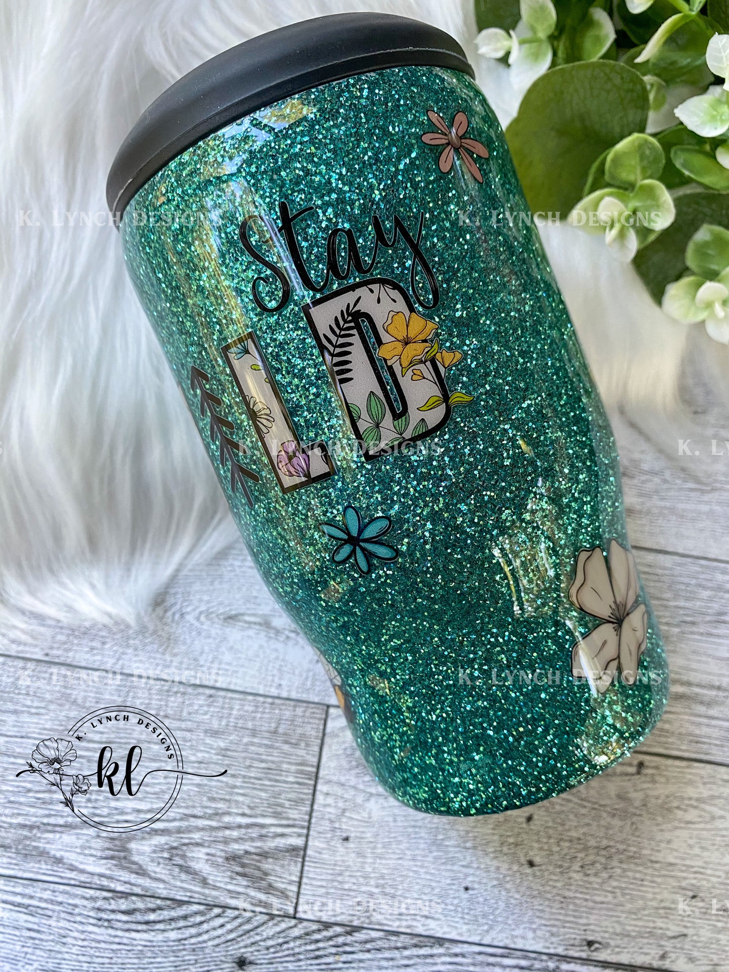 "Stay Wild" Floral Glitter 4-in-1 Can Cooler