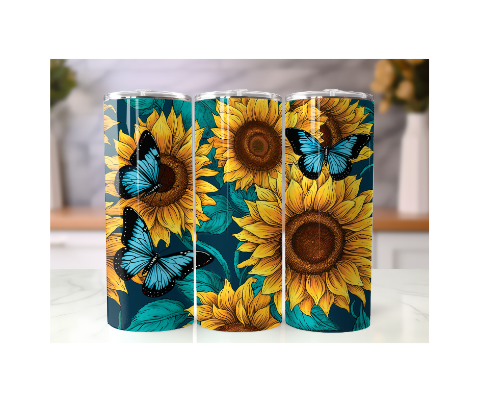 20 oz. Sunflower Butterfly Tumbler