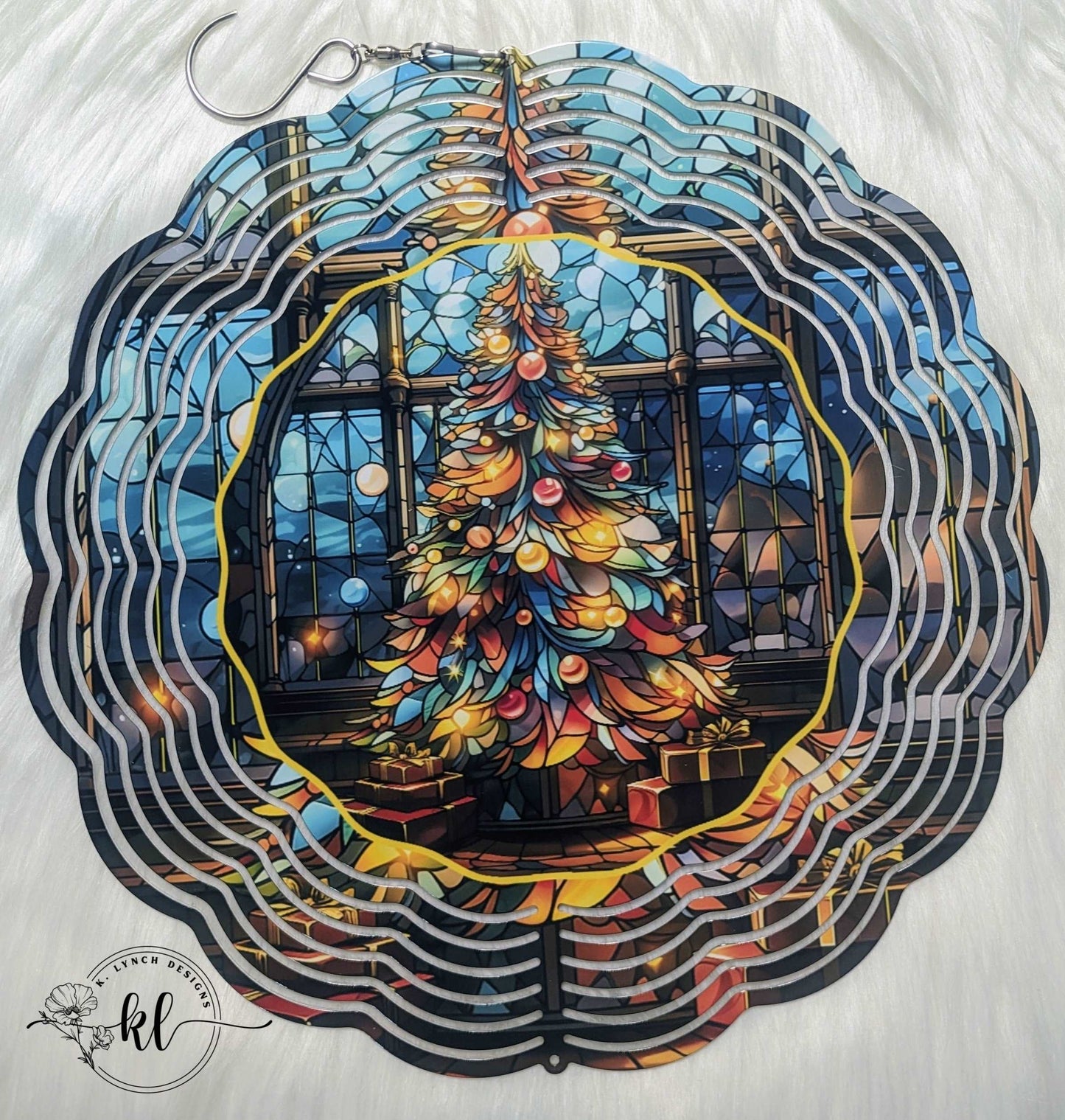 Christmas Tree in a Window Wind Spinner