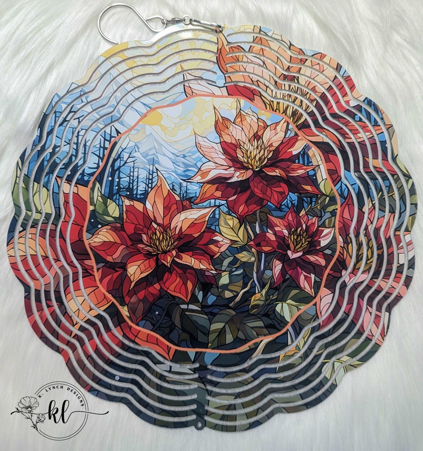Red Flower Wind Spinner