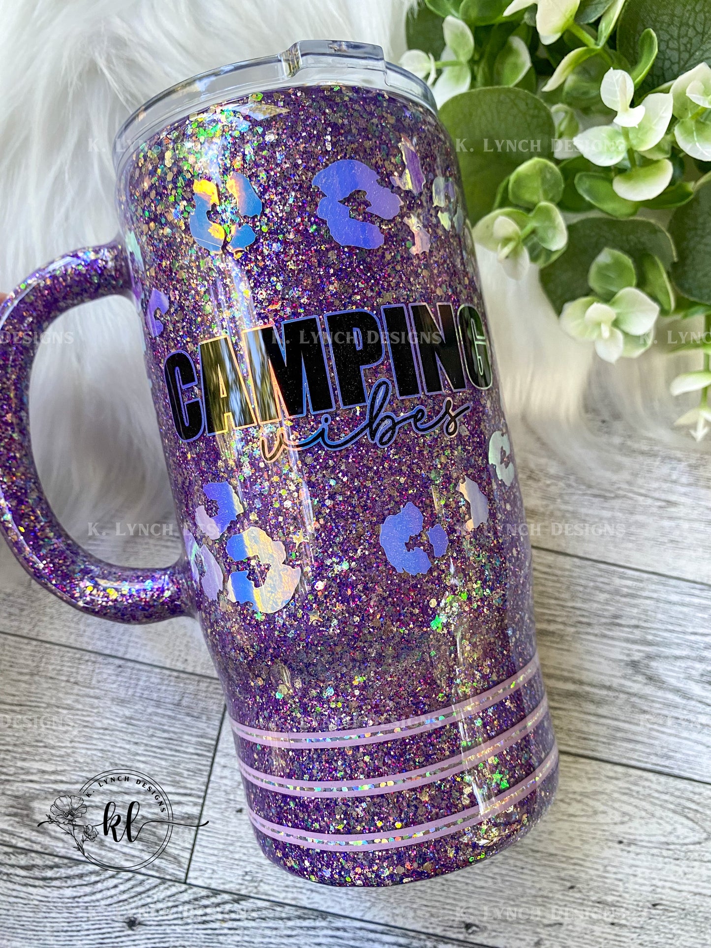 16 oz. Purple "Camping Vibes" Travel Mug