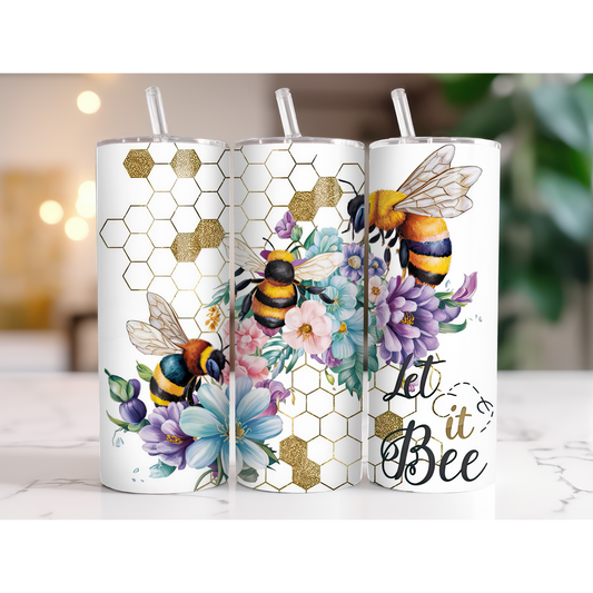 20 oz. "Let It Bee" Floral Honey Comb Tumbler