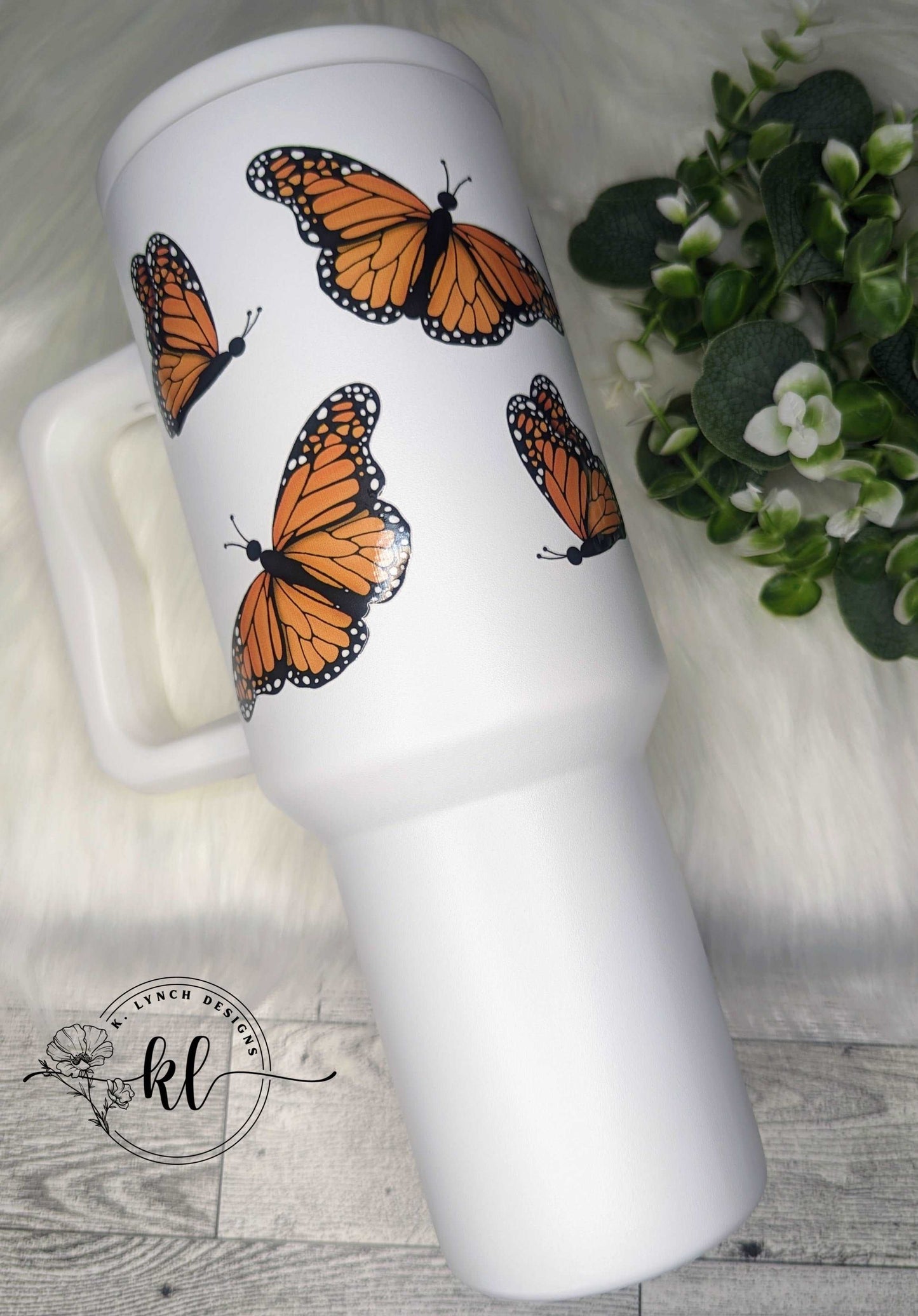 40 oz. Handle Tumbler - Monarch Butterflies!!!