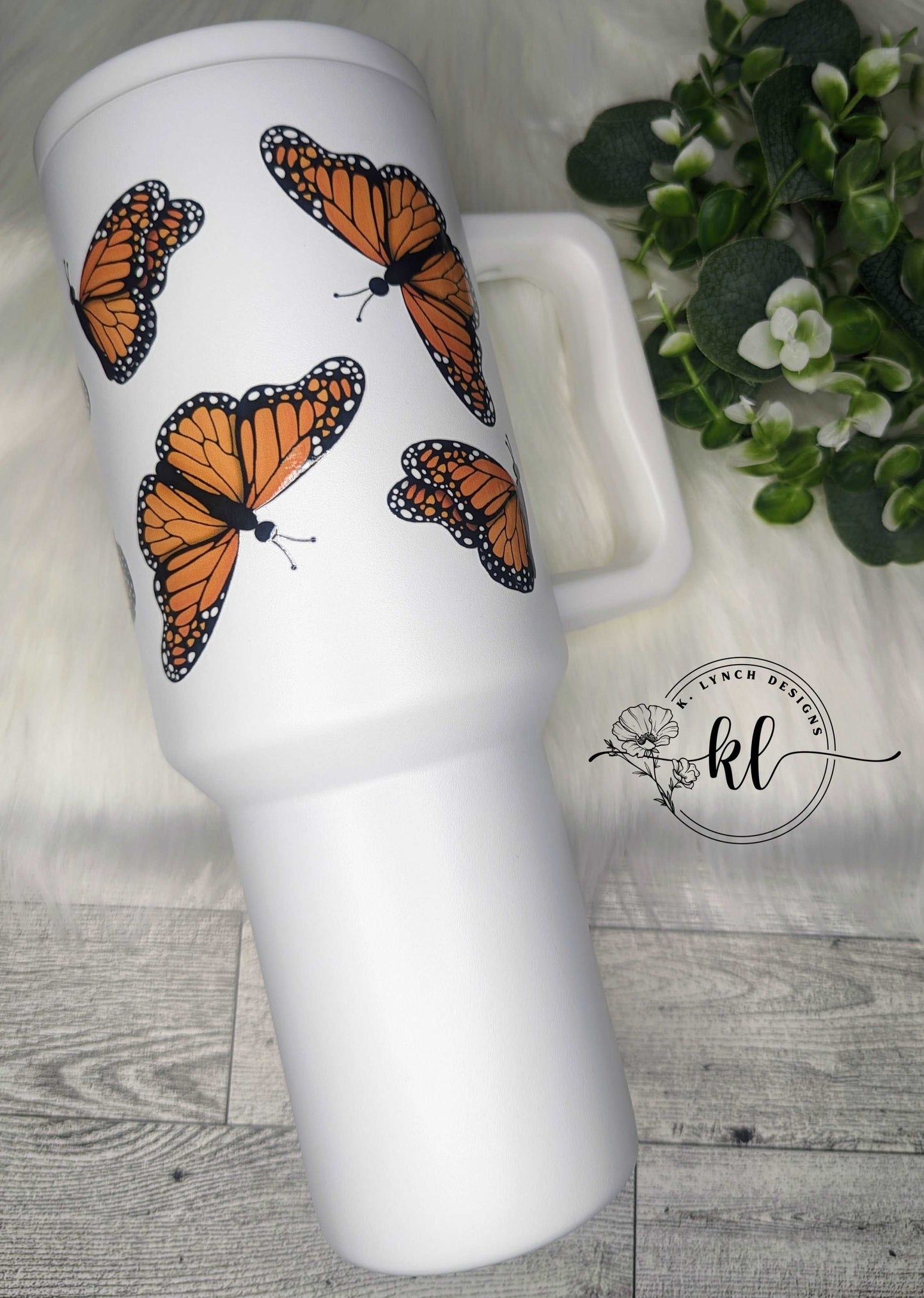 40 oz. Handle Tumbler - Monarch Butterflies!!!