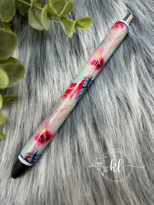 Tropical Hibiscus Glitter Pen