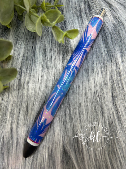 Blue & Pink Tropical Glitter Pen