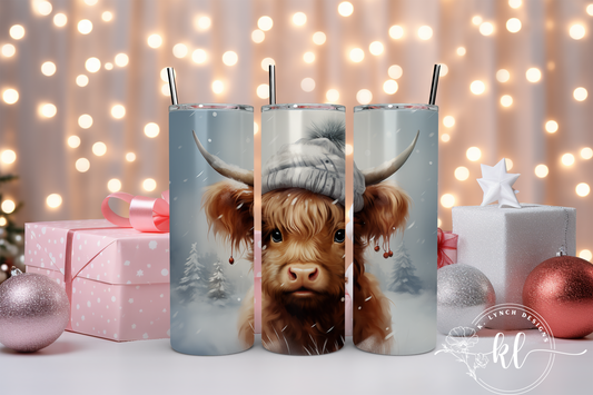 20 oz. Christmas Baby Highland Cow Tumbler