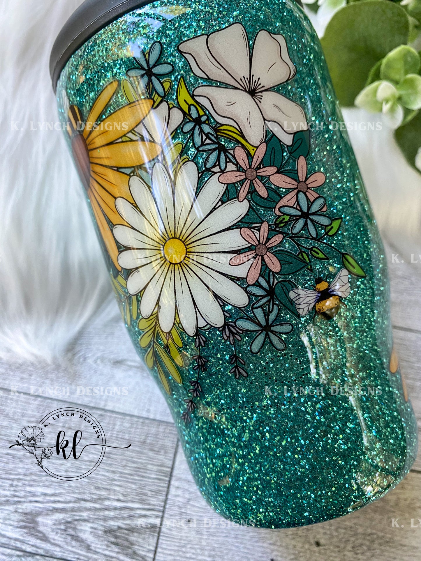 "Stay Wild" Floral Glitter 4-in-1 Can Cooler