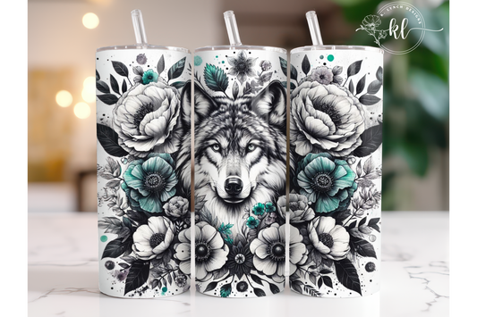 20 oz. Floral Wolf Tumbler